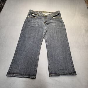 Ruff Rryders Capri Jeans Womens 10 Blue Straight Distressed Y2K Embroidered